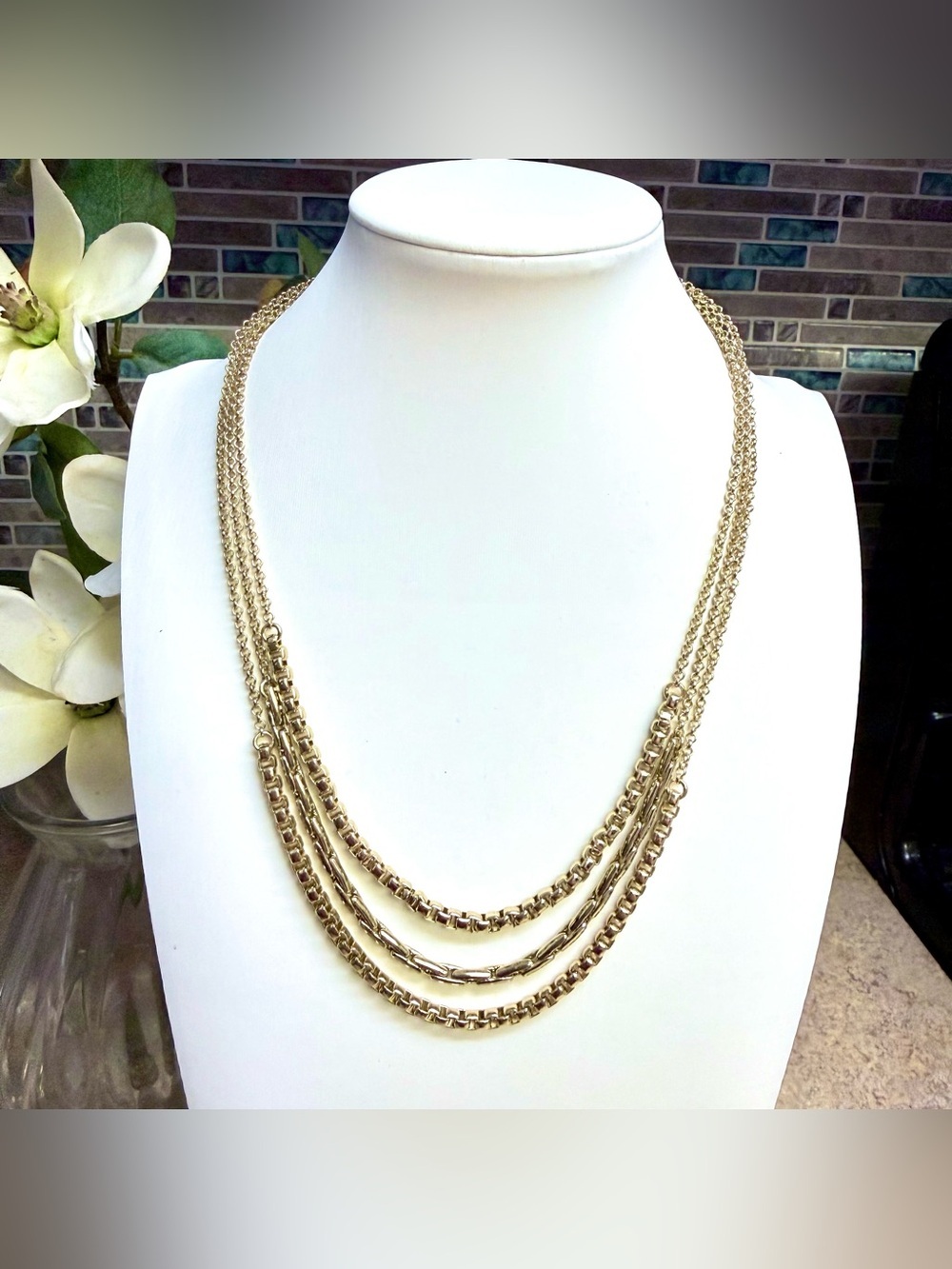 Anne Klein classic gold tone layered necklace